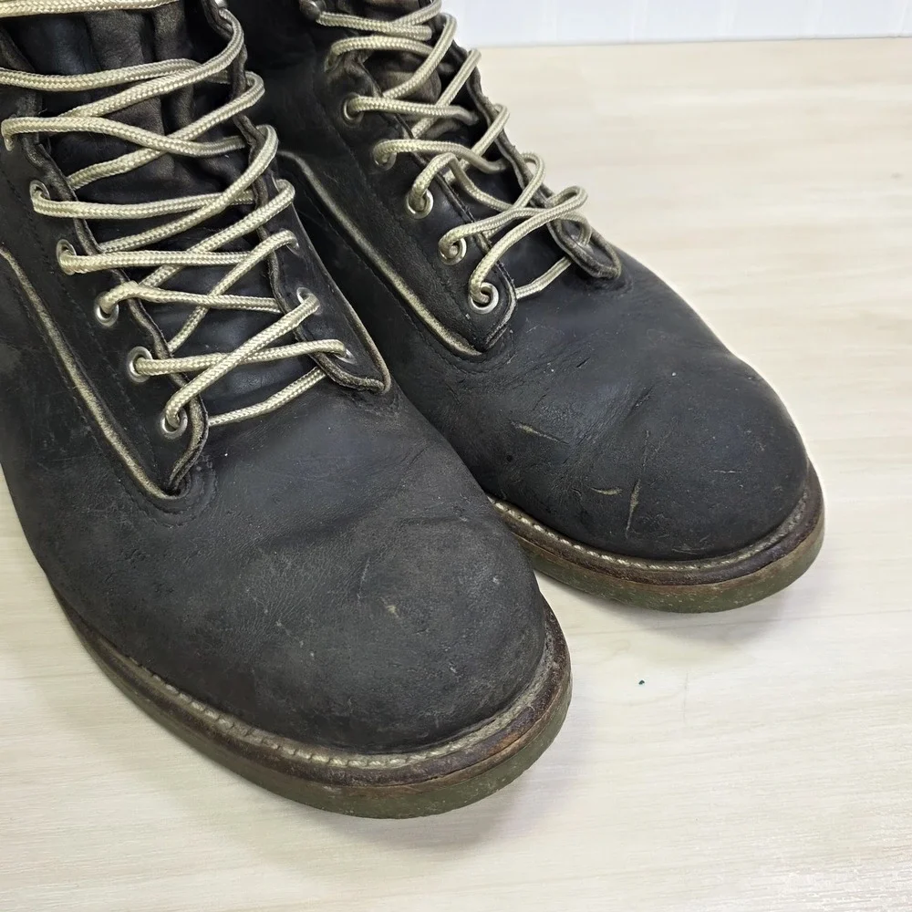 Red Wing‎ 919 Lineman Boots Green Sole Vintage Rare🇺🇸 USA Distressed Size 13 C
